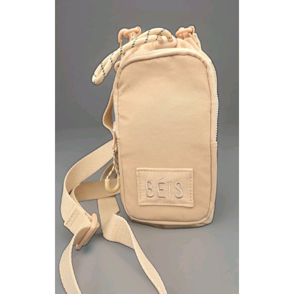 BEIS The Water Bottle Sling Beige Crossbody Bag Pouch Pocket Adjustable Strap